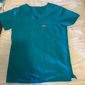Figs teal one pocket scrub top